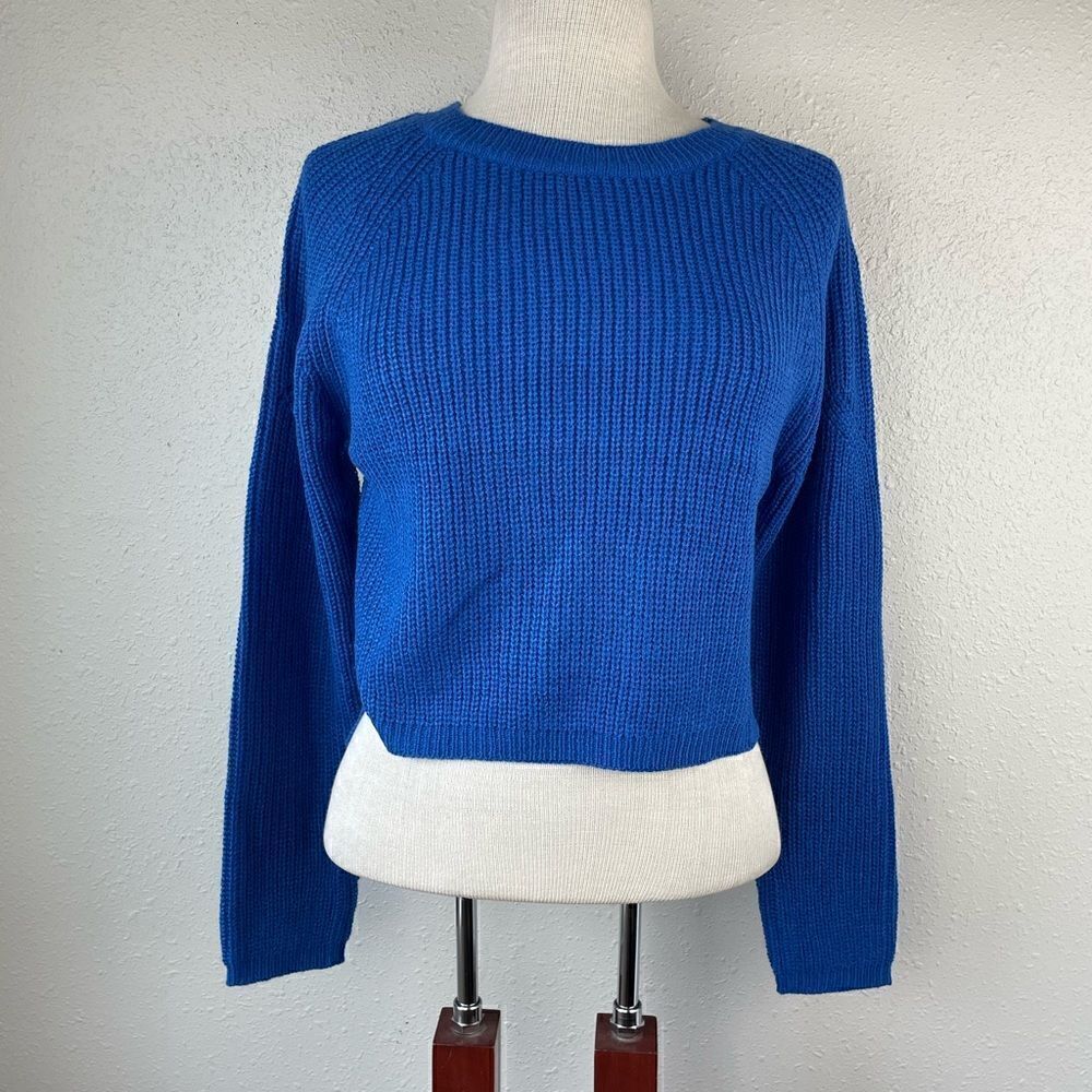 NWT Ambiance Cropped Blue Sweater Top Size S